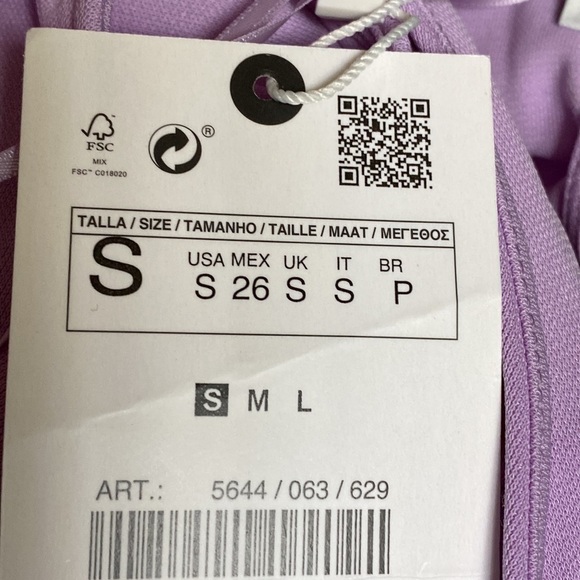 NWT. Zara Light Lilac Draped Asymmetrical Open Back Midi Dress. Size S. - Picture 10 of 13